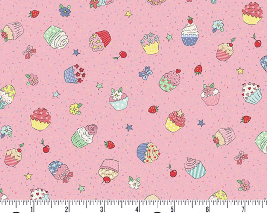 Afternoon Tea - Cupcake Confetti Pink from Makower UK  Fabric