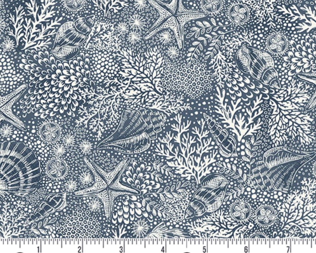 High Tide - Reef Dark Blue from Makower UK  Fabric