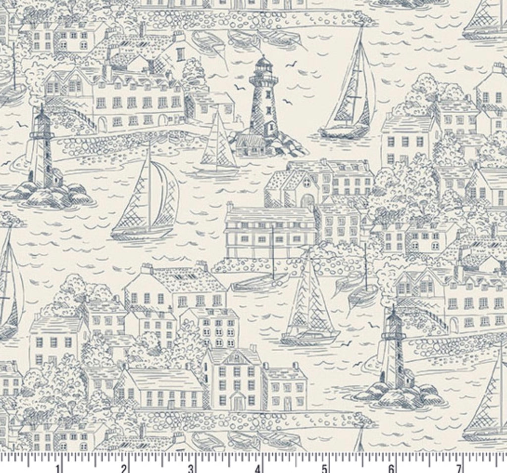 High Tide - Harbour View Cream from Makower UK  Fabric