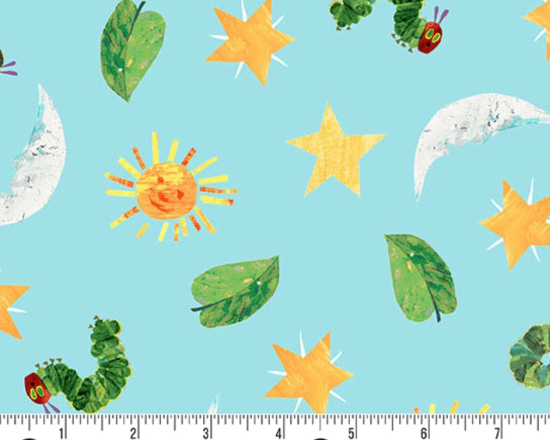 The Very Hungry Caterpillar - Sun Moon Stars Sky Blue from Andover Fabrics