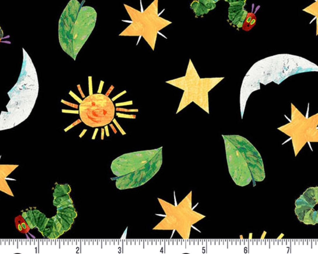 The Very Hungry Caterpillar - Sun Moon Stars Black from Andover Fabrics