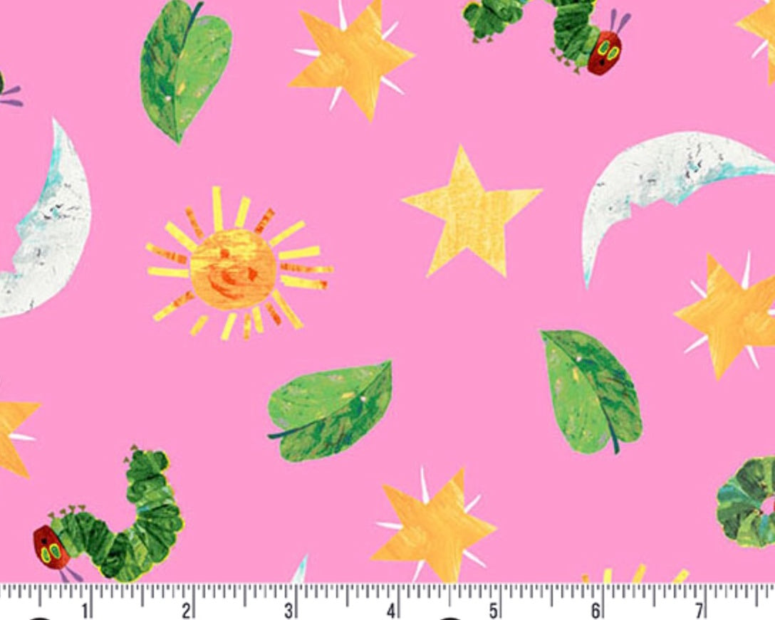 The Very Hungry Caterpillar - Sun Moon Stars Pink from Andover Fabrics