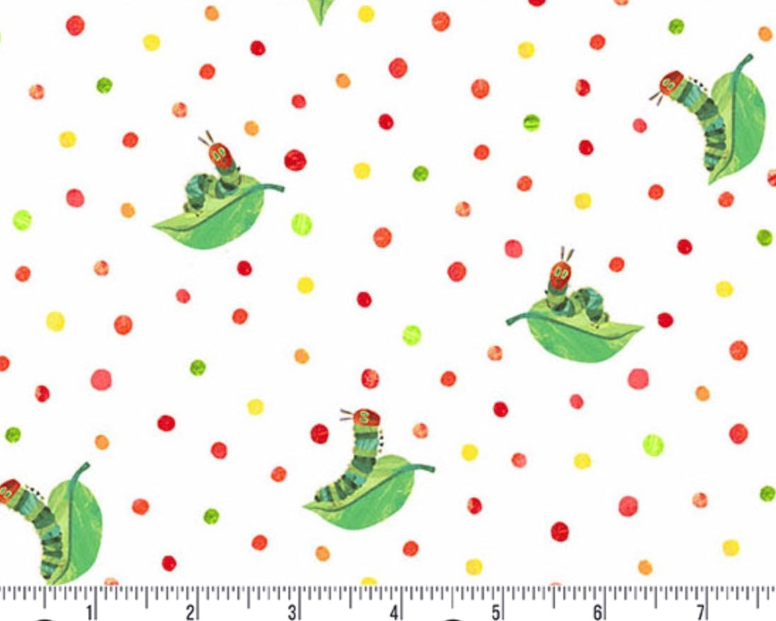 The Very Hungry Caterpillar - Leafing Around White from Andover Fabrics