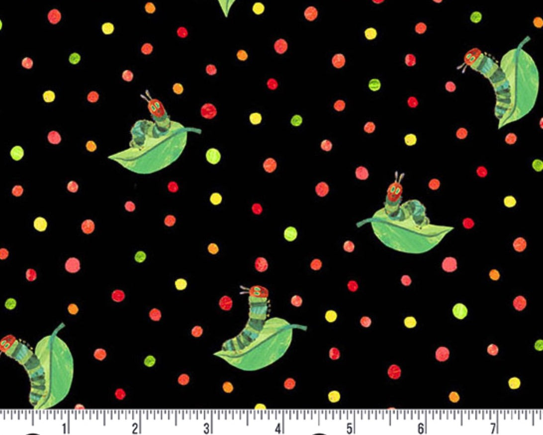 The Very Hungry Caterpillar - Leafing Around Black from Andover Fabrics