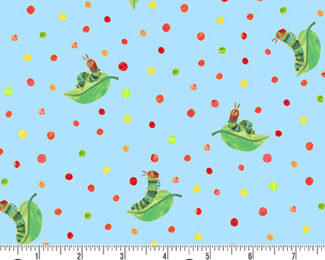 The Very Hungry Caterpillar - Leafing Around Powder Blue from Andover Fabrics
