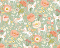 Unicorn Dreams - Dreamland Unicorn Floral Mint from Poppie Cotton Fabric