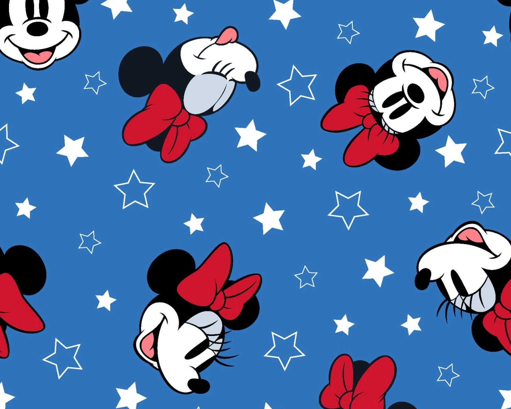 Patriotic Prints - Minnie Patriotic Head Stars Blue from Springs Creative Fabric