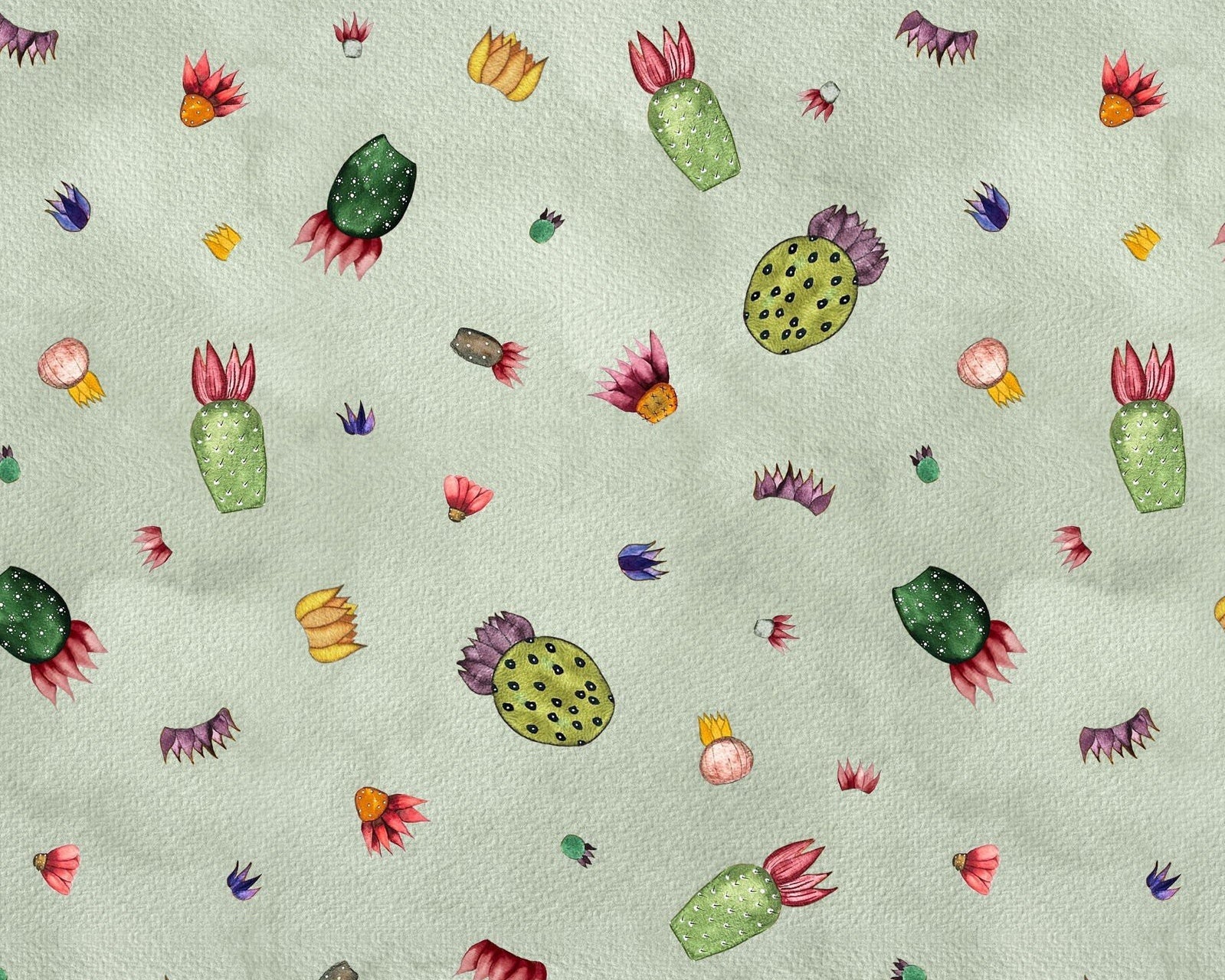 Magical Desert - Cactus Flowers Sage by Mayo Moreno from Henry Glass Fabric