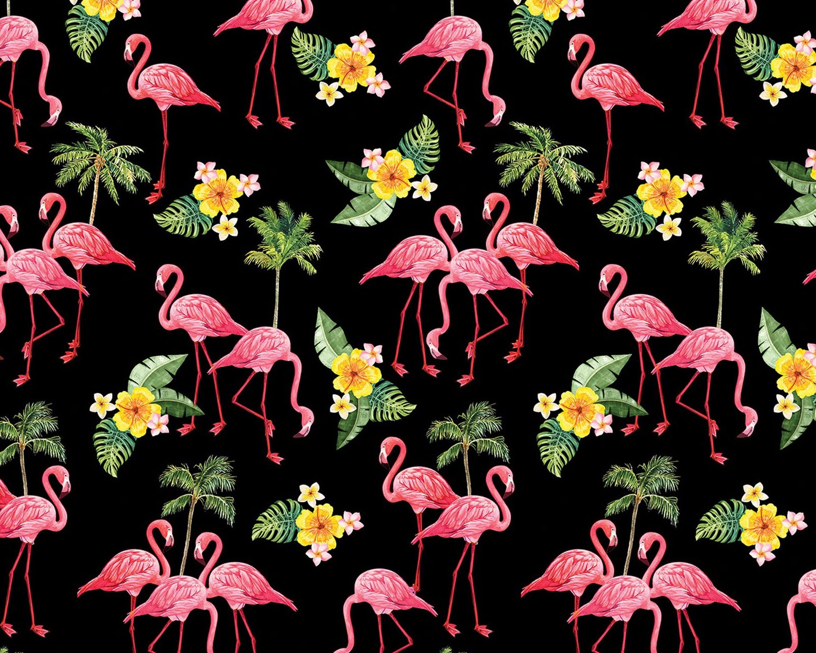Paradise Awaits - Flamingo Paradise Black from Benartex Fabrics