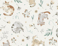 Cute Animal DOUBLE GAUZE - Cats Floral Toss Cream from Cosmo Fabric