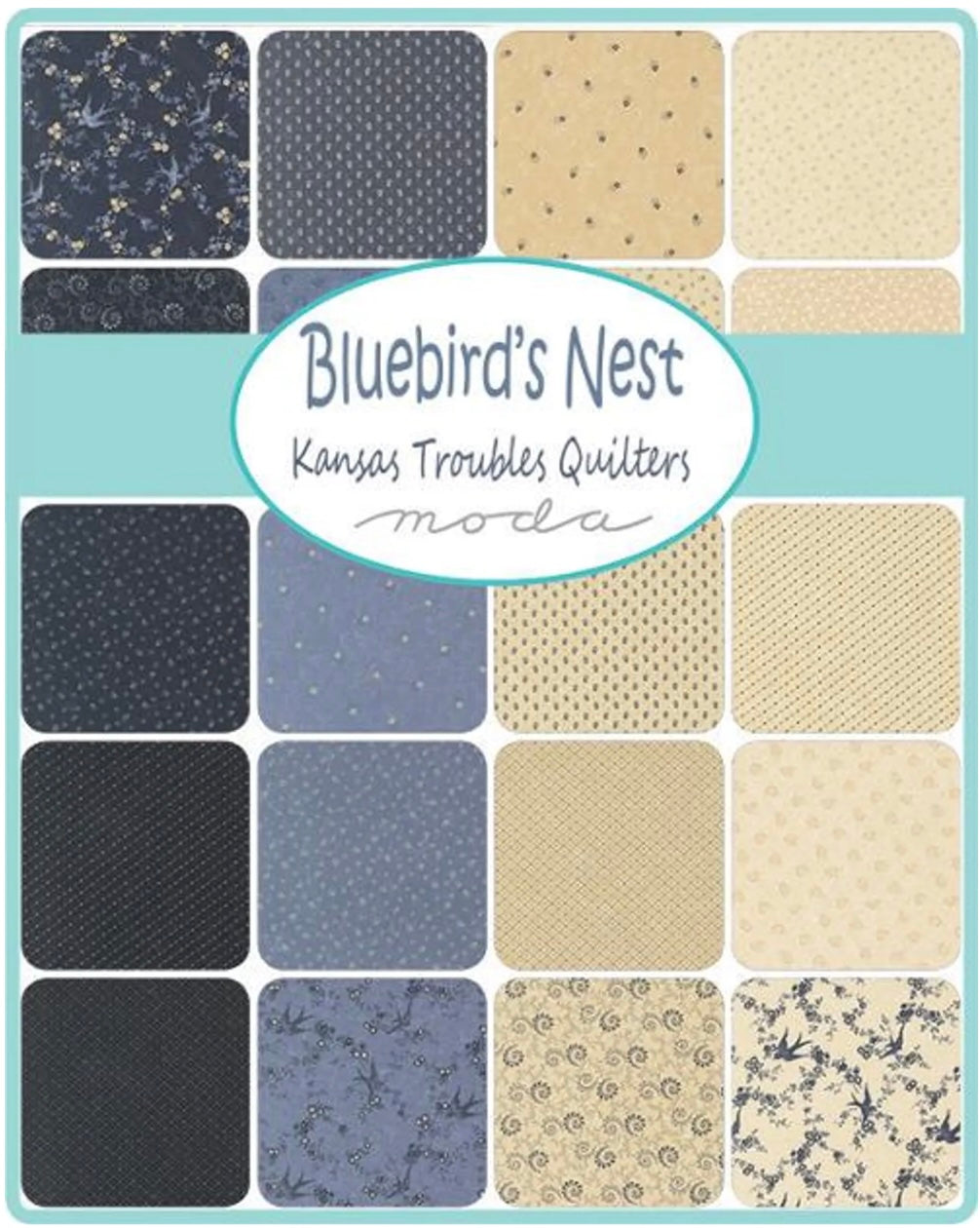 Bluebirds Nest CHARM Pack by Kansas Troubles Quilters from Moda Fabrics