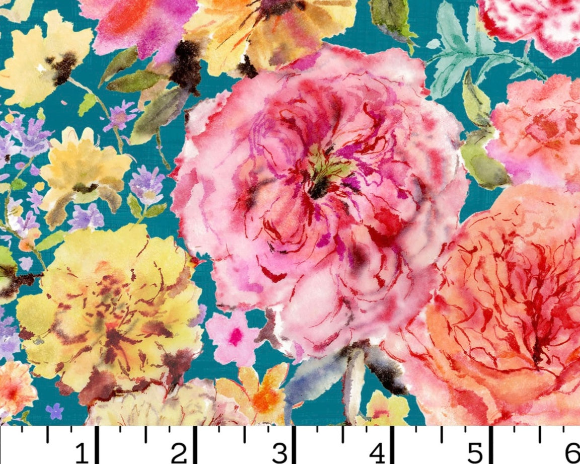 Nature Studies - Focal Floral Aqua from Maywood Studio Fabric