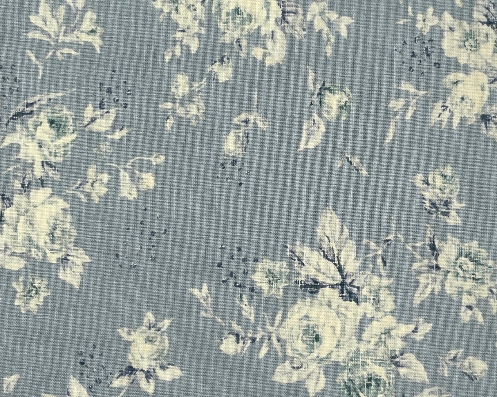 French Rose - Rose Bouquet Dusty Blue from Elite Fabric