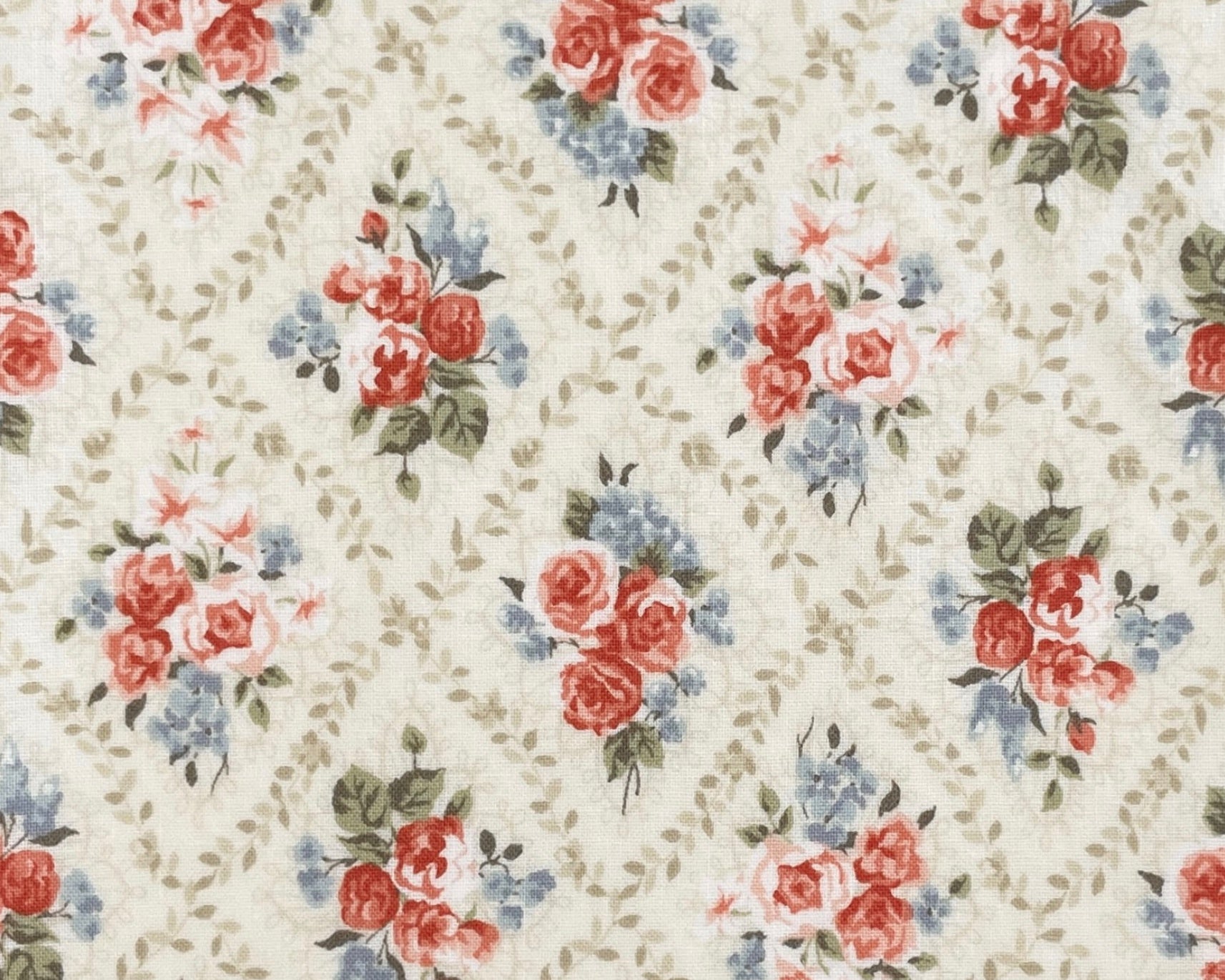 French Rose - Diamond Frame Floral Cream from Elite Fabric
