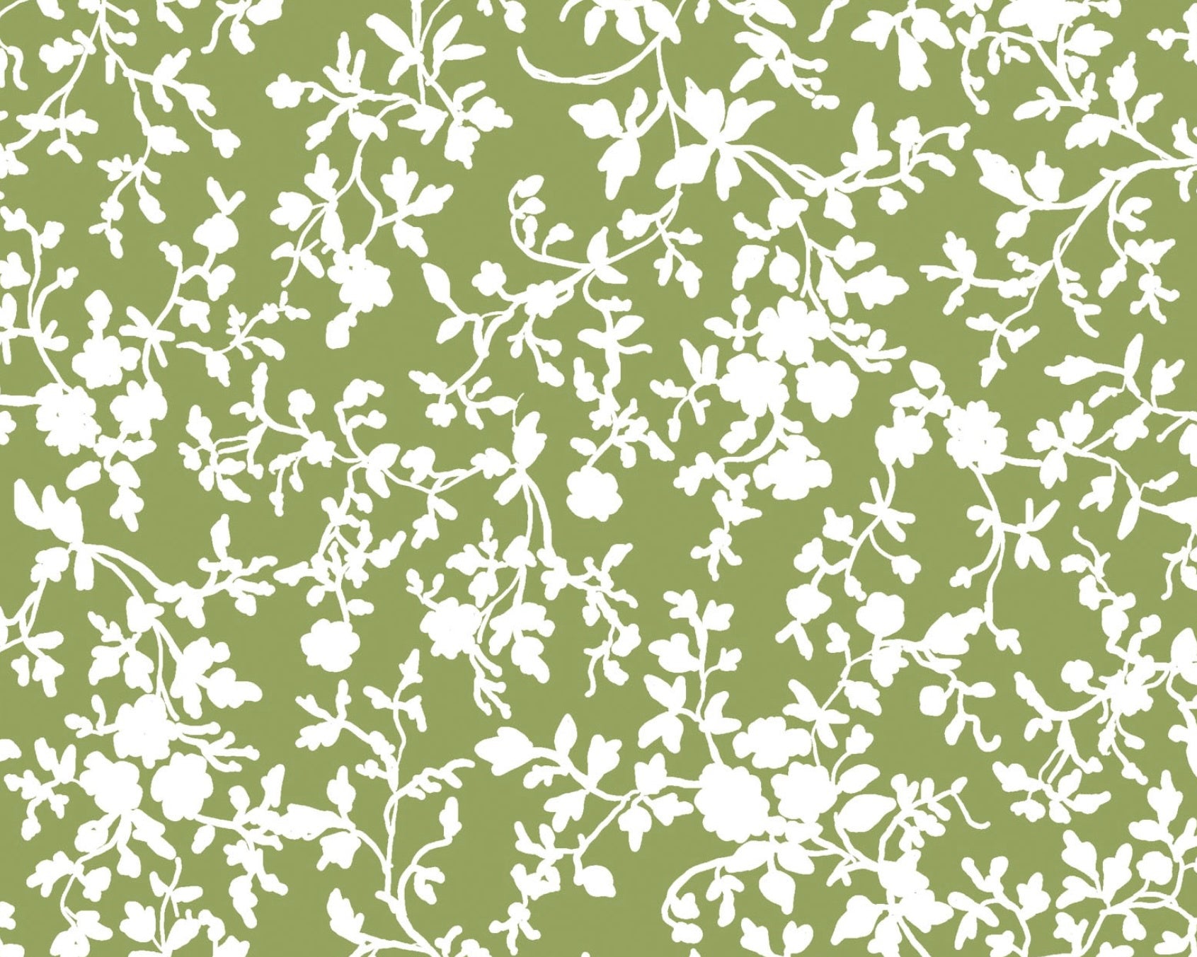 Everyday Print - Floral Sprigs Green from 3 Wishes Fabric
