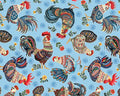 Farm Feathered Folk - Feathers Friends Rooster Blue from Benartex Fabrics