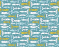 Sea Garden - Fish School Blue Sprout from Felicity Fabrics