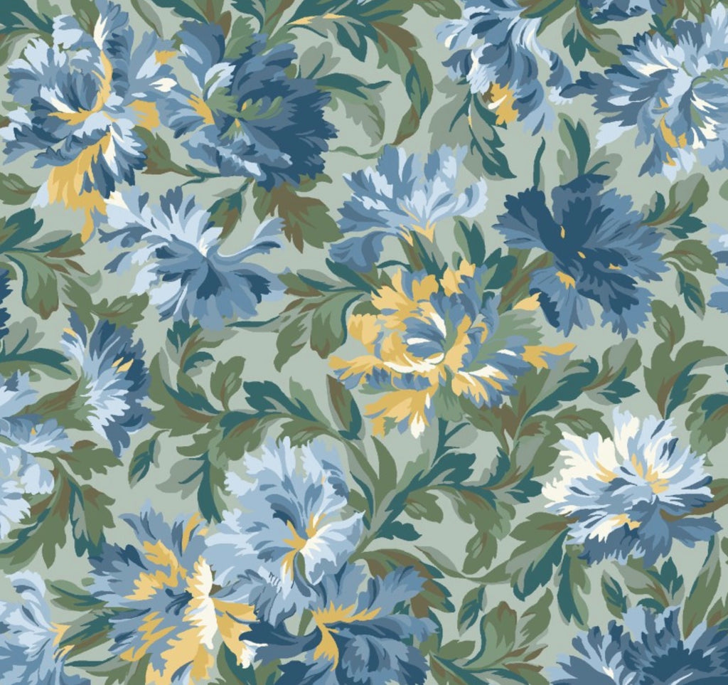 Willoughby - Packed Floral Blue from Maywood Studio Fabric