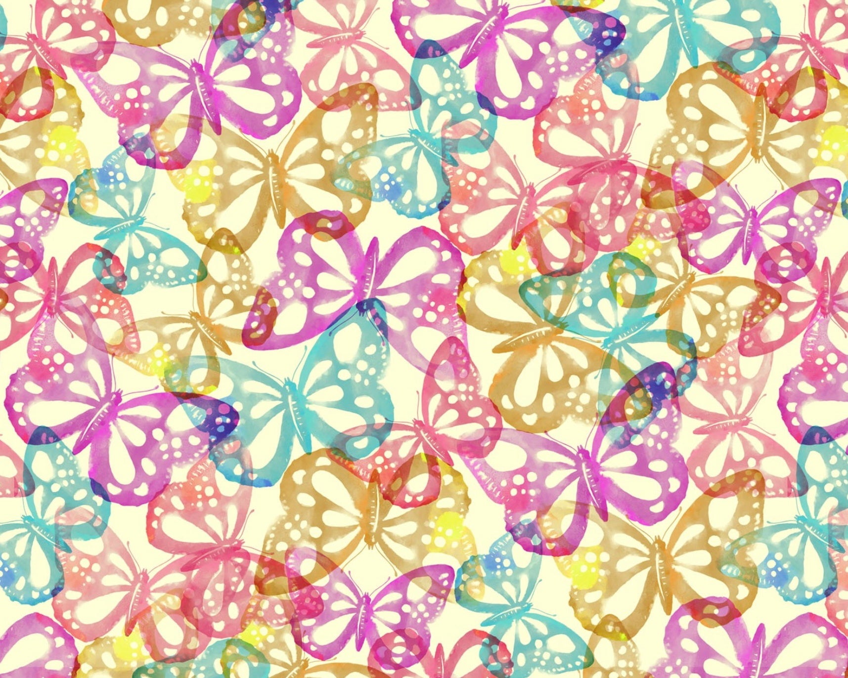Butterfly Stamps Colorful from David Textiles Fabrics