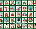Christmas Wishes - Squares PANEL 24 Inches from Makower Fabric