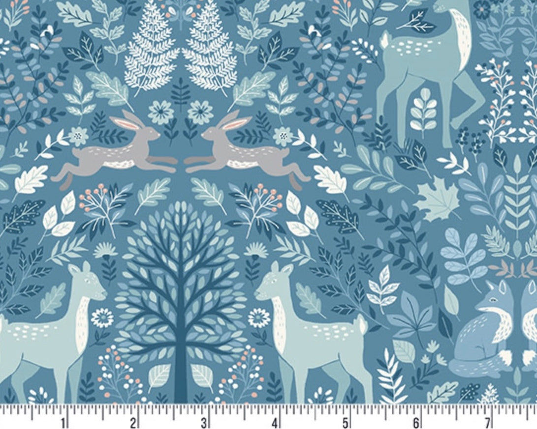 Foxwood - In The Forest Blue from Makower Fabric