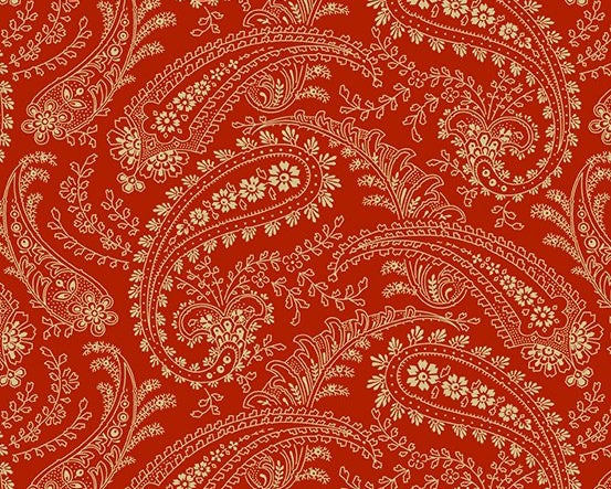 Belle Rose - Paisley Scarlet Red from Andover Fabrics