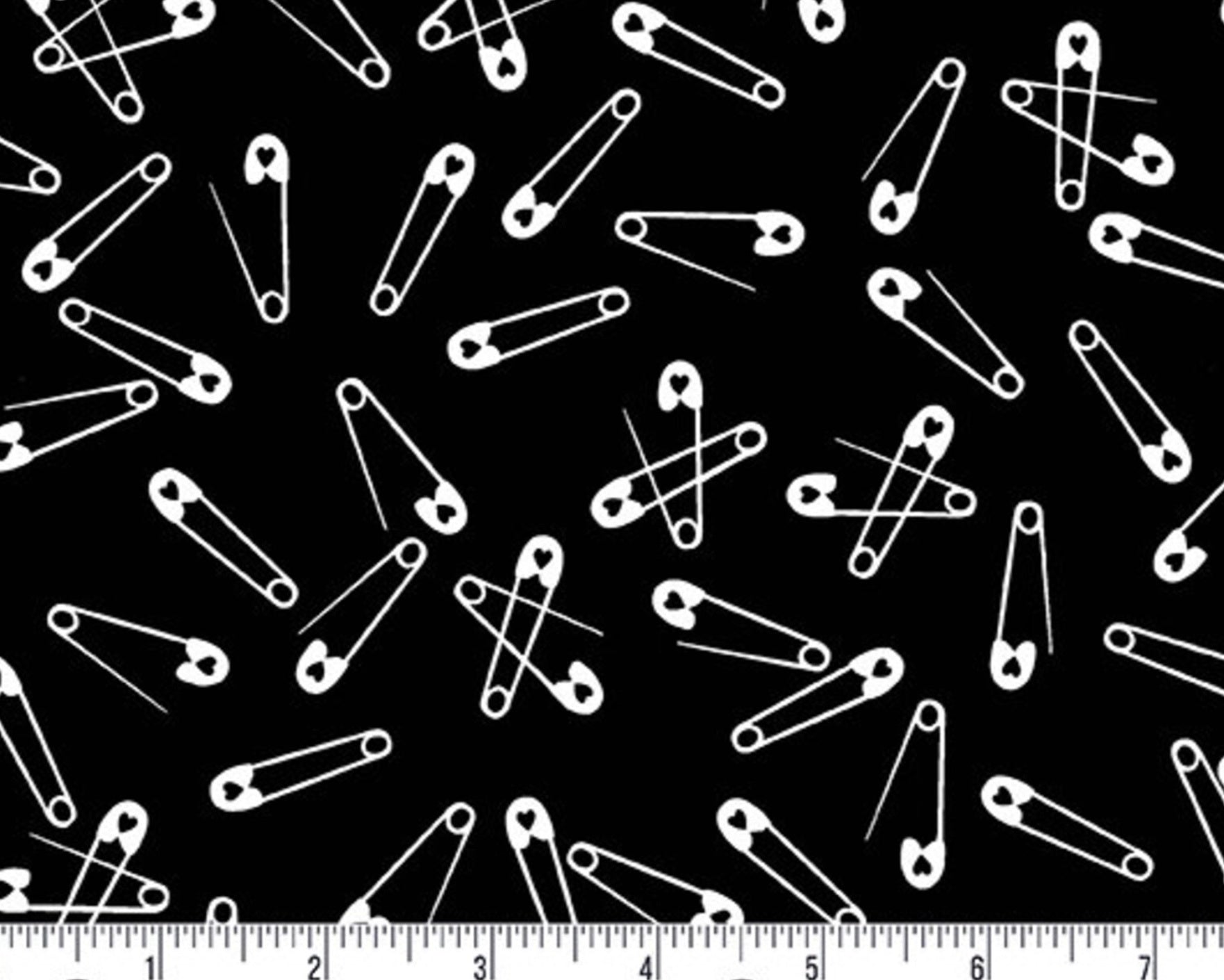Iconic - Safety Pins Leather Black from Andover Fabrics