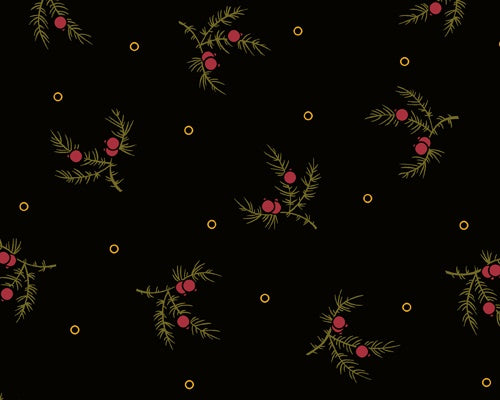 Carolina - Tossed Sprig Black Red from Andover Fabrics