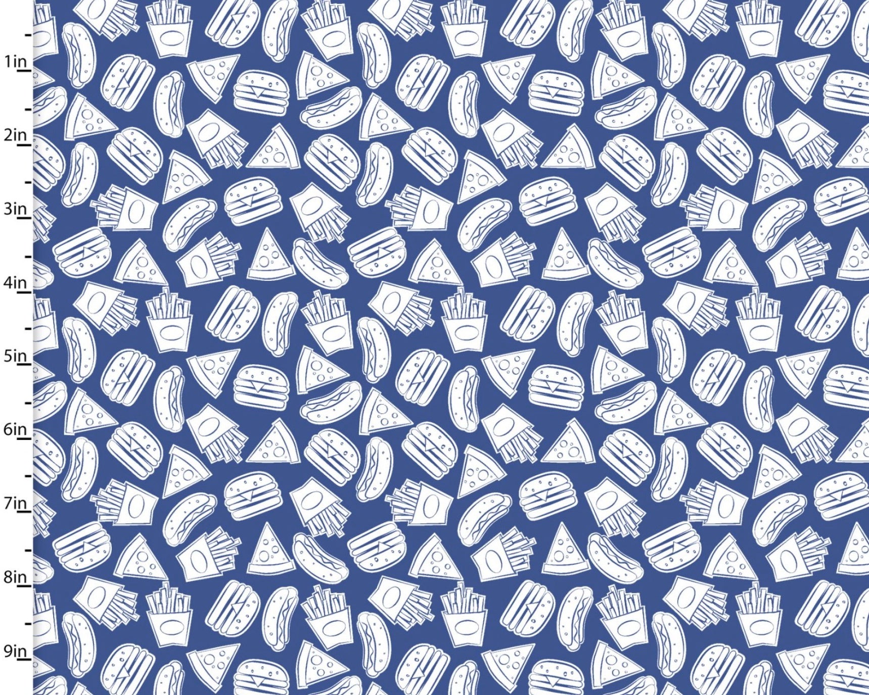 Burger Bar - Food Outlines Royal Blue from 3 Wishes Fabric