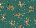 Holiday - Reindeer Snow Green from 3 Wishes Fabric