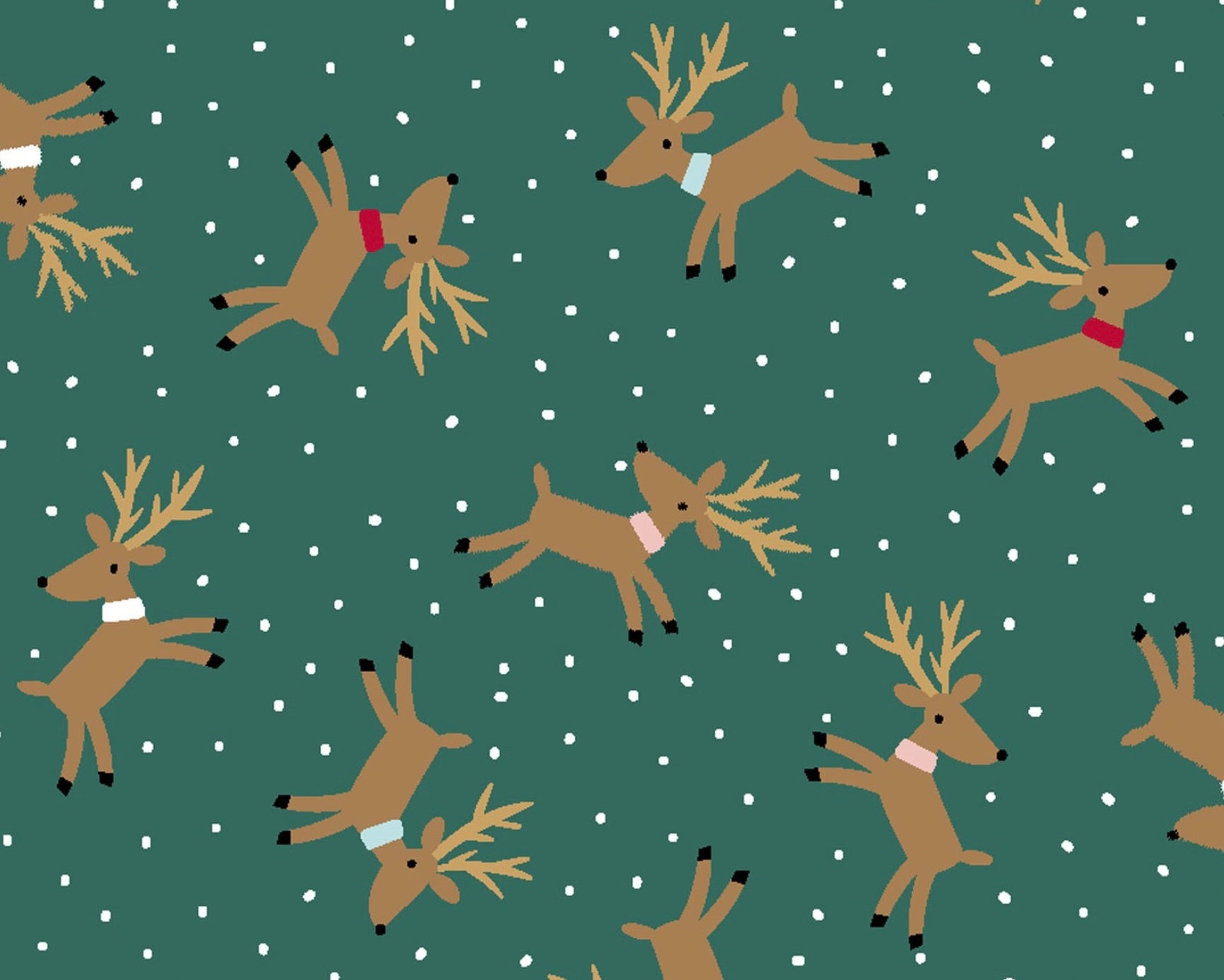 Holiday - Reindeer Snow Green from 3 Wishes Fabric