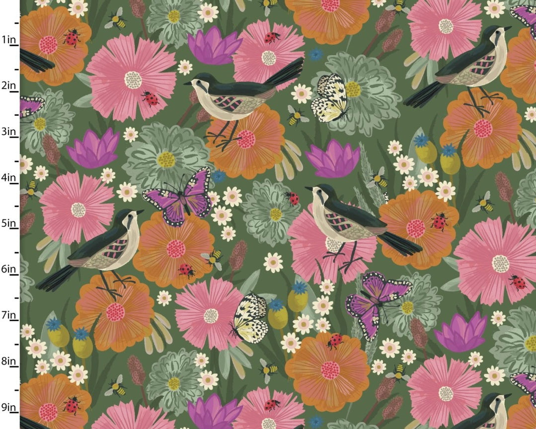 Forest Life - Scenic Forest Green from 3 Wishes Fabric