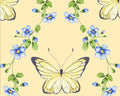 Butterflies and Vines Yellow from 3 Wishes Fabric