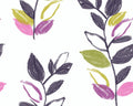 Purple Perfection - Leaf Stems White from 3 Wishes Fabric