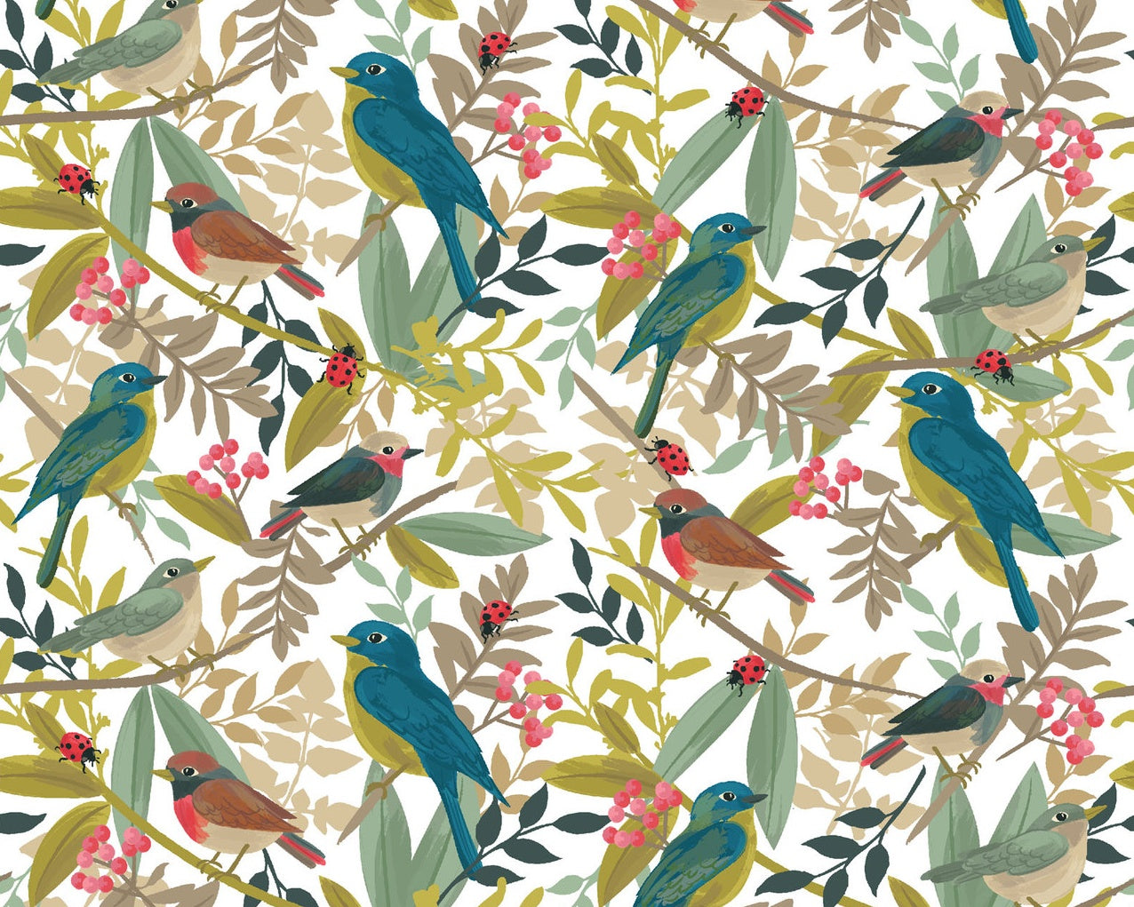 Forest Life - Birds Branches from 3 Wishes Fabric