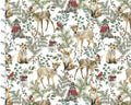 Whimsy Winter Woodland - Whimsy Animals Foliage White from 3 Wishes Fabric