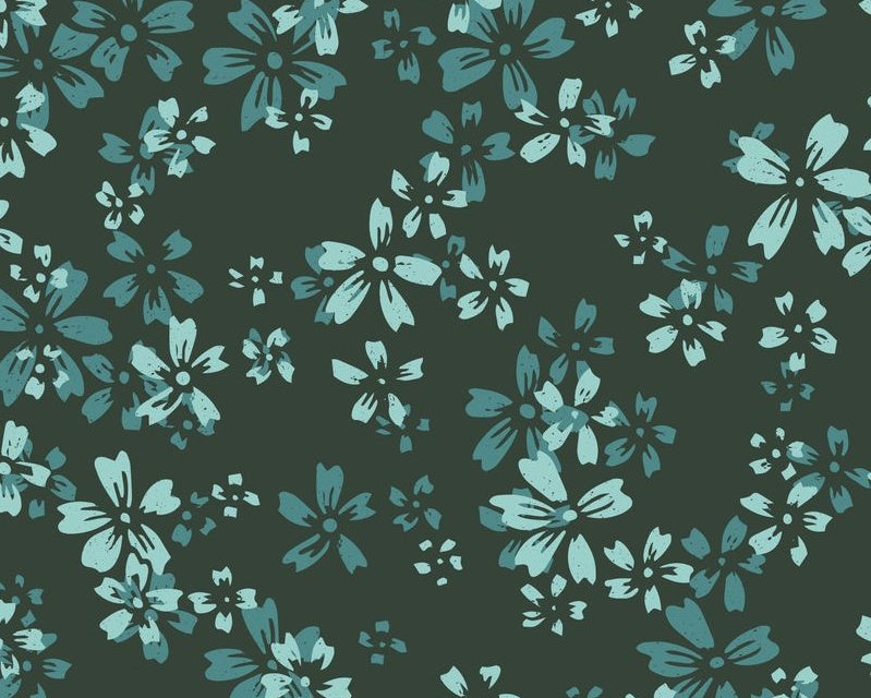 Eventide WIDE - Wildflower Teal 108 Inches by Jillian Nichole from Cloud 9 Fabrics