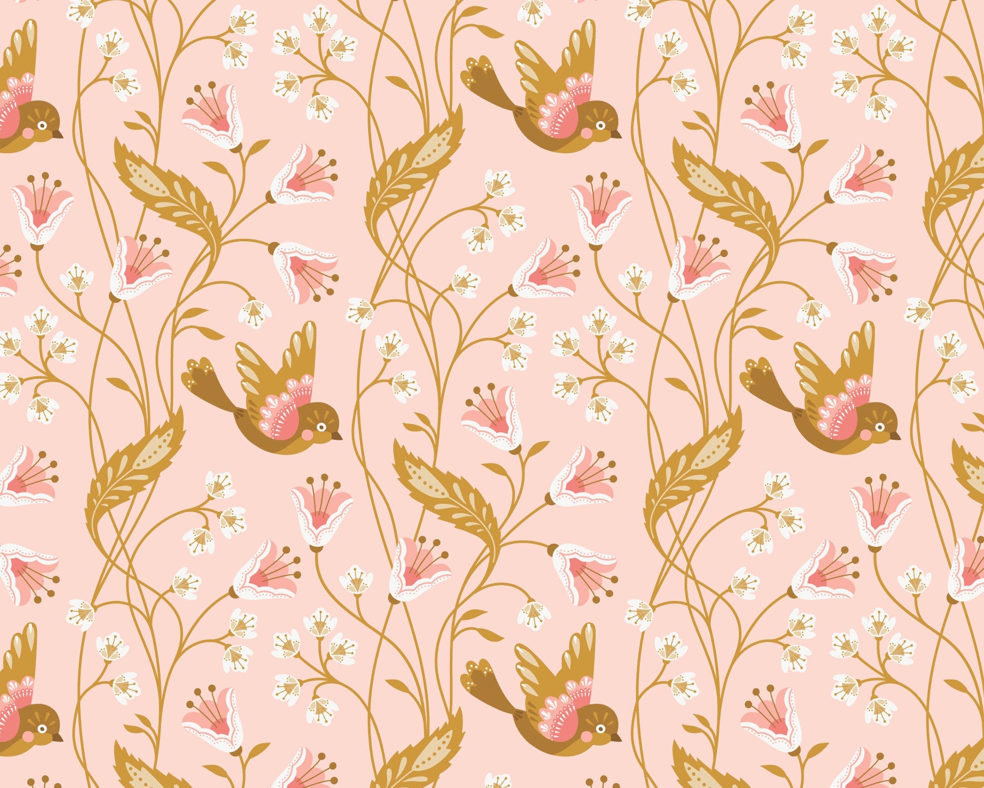 Vintage Charm - Birdie Pink from Cloud 9 Fabrics