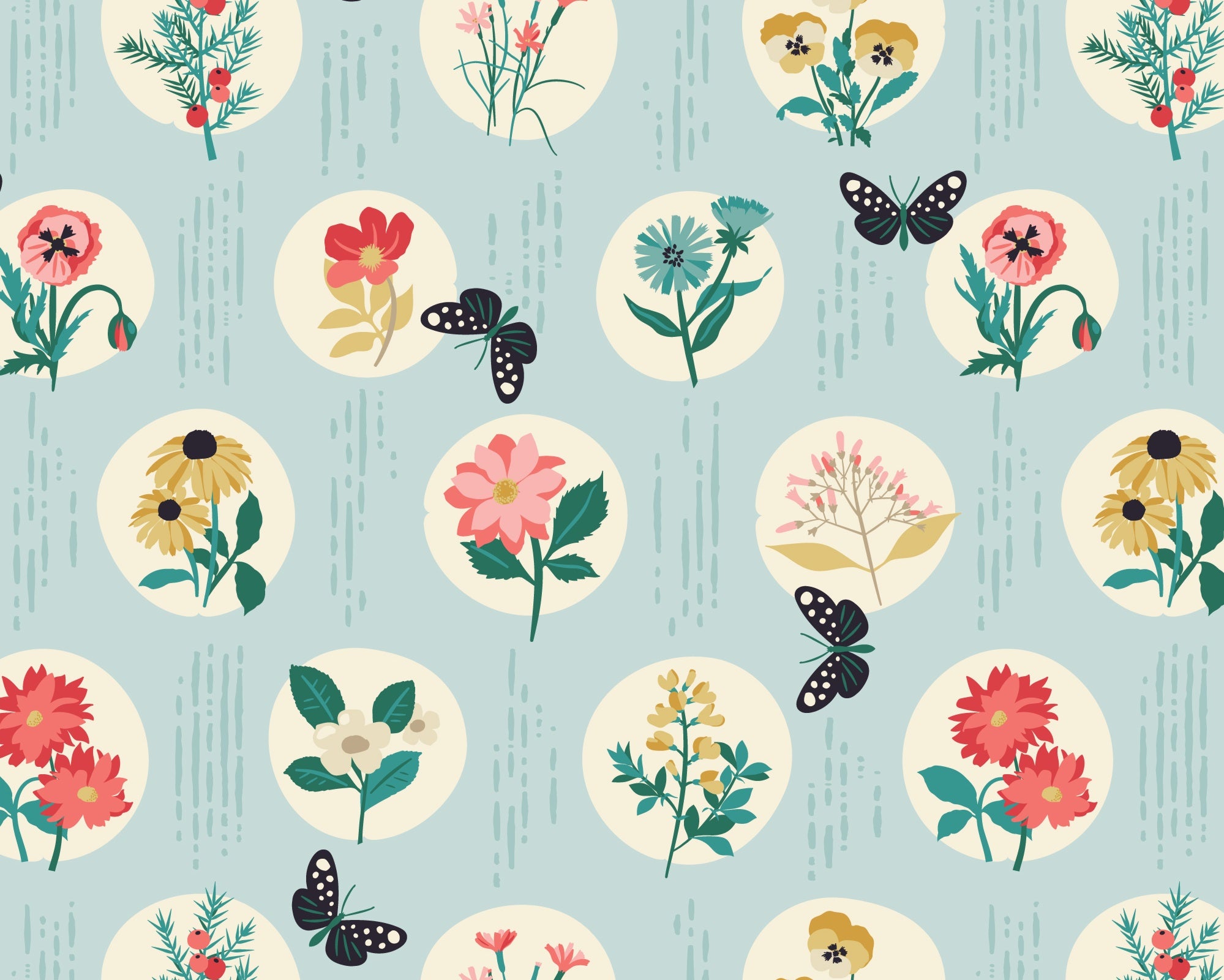 Garden Walks - Garden Bloom Blue from Cloud 9 Fabrics