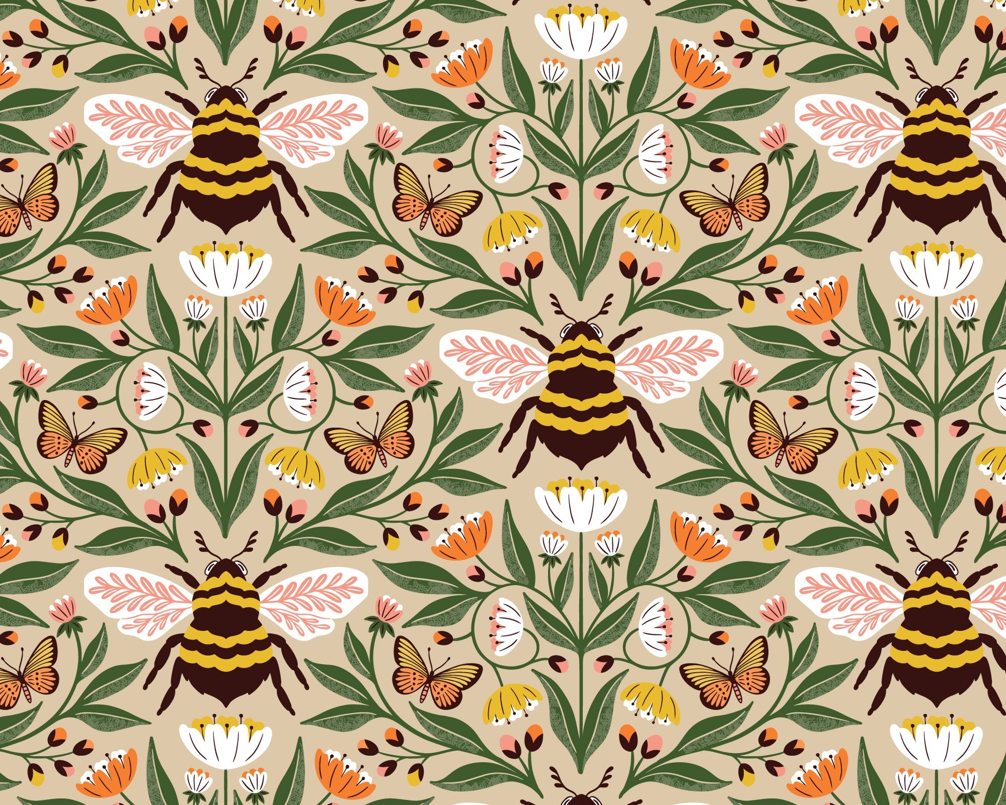 Honey Garden - Bee-utiful Tan from Cloud 9 Fabrics