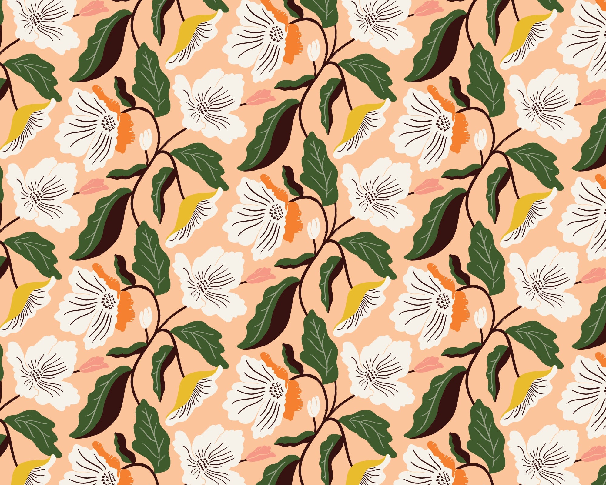 Honey Garden - Irises Peach from Cloud 9 Fabrics