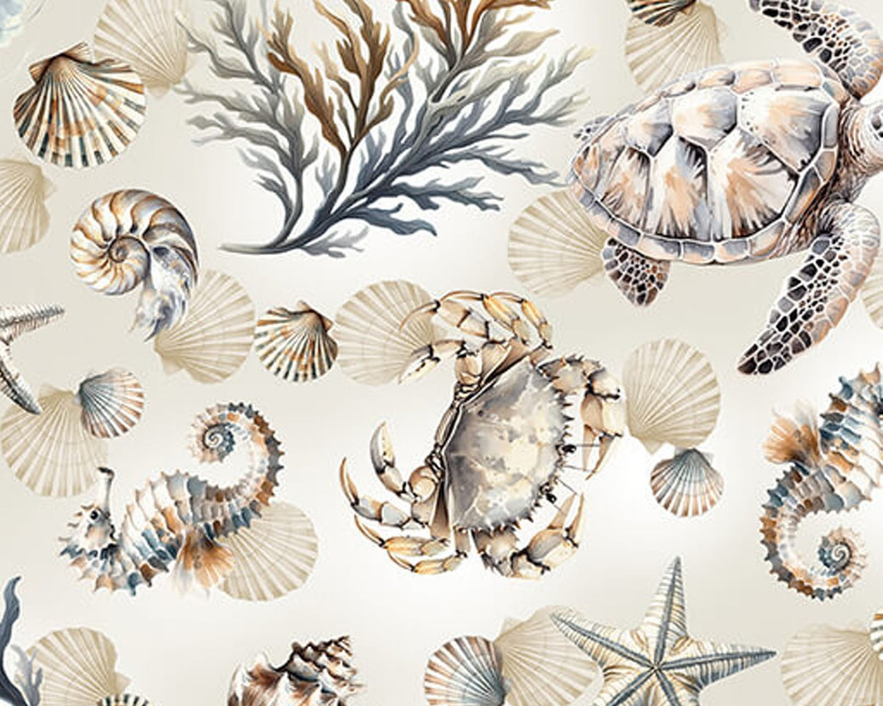 Coastal Escape - Marina Life Cream by Nicole Decamp from Benartex Fabrics