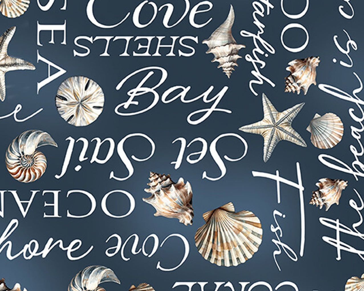 Coastal Escape - Coastal Words Navy Blue by Nicole Decamp from Benartex Fabrics