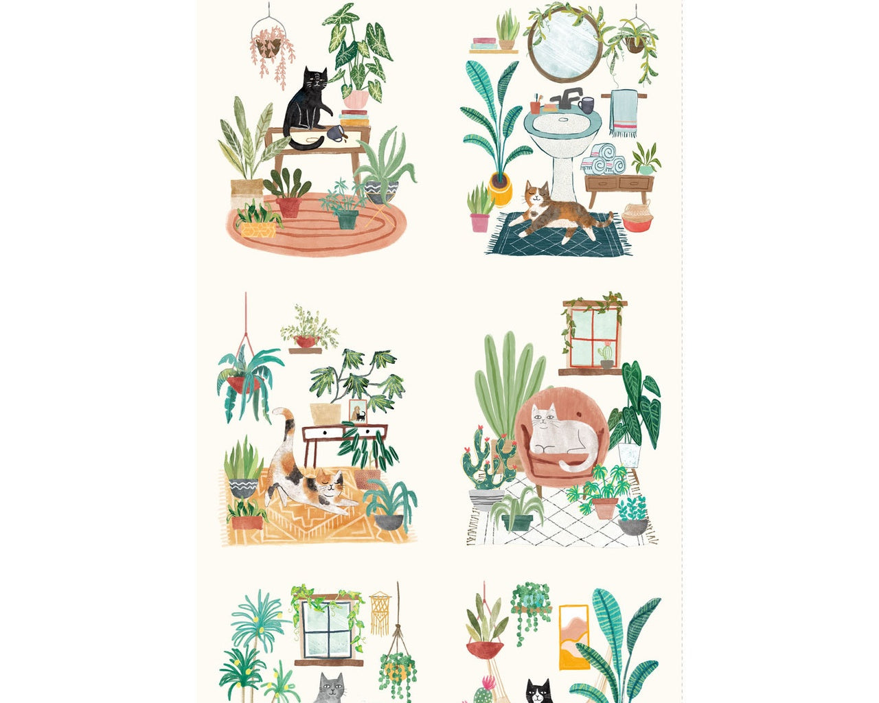 Homebodies - Cat Panel 24 Inches Lt Cream from Clothworks Fabric