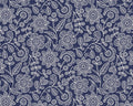 Sewn With Love - Embroidered Garden Flower Navy Blue from Felicity Fabrics