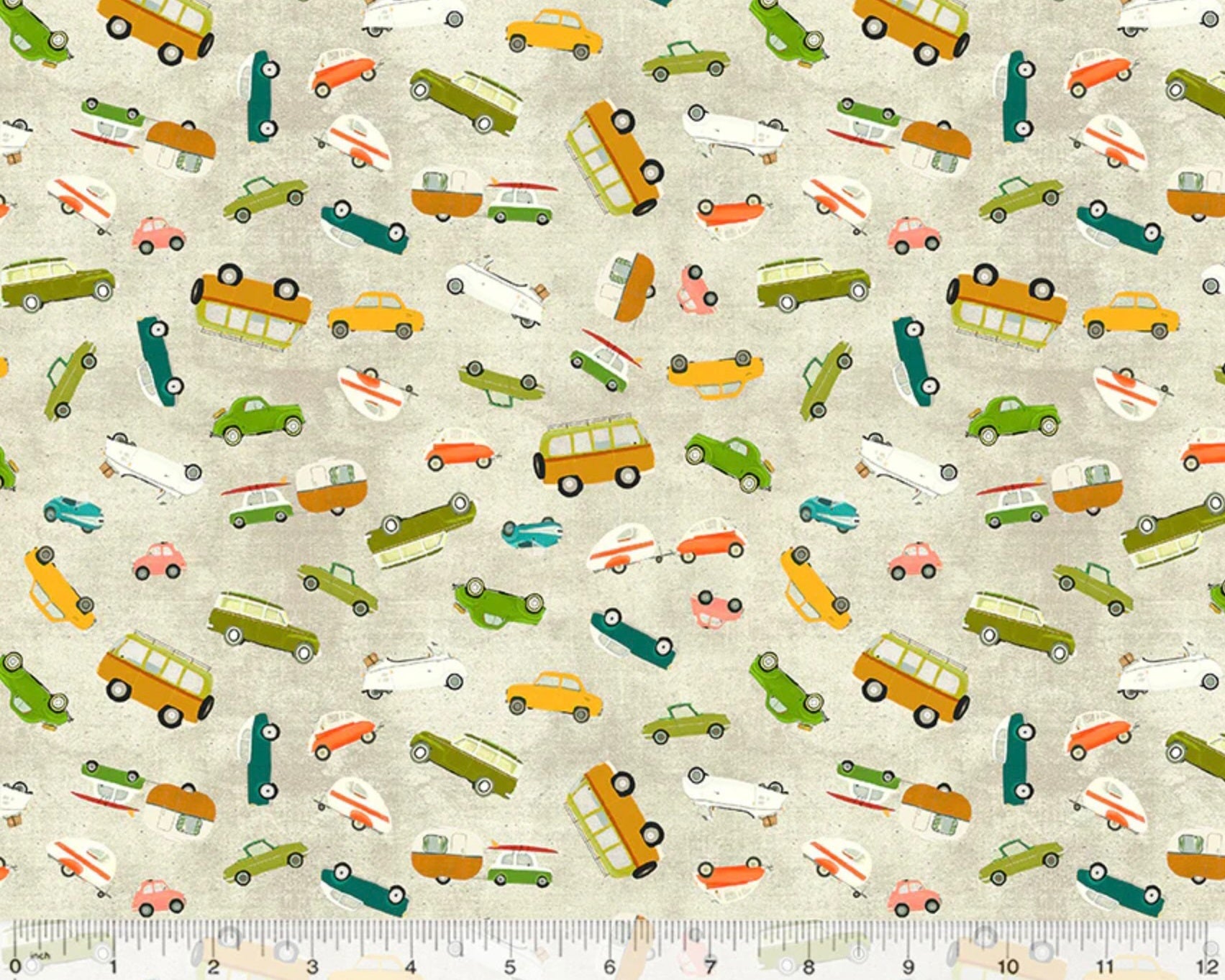 Sunday Drive - Scattered Cars Mist from Windham Fabrics