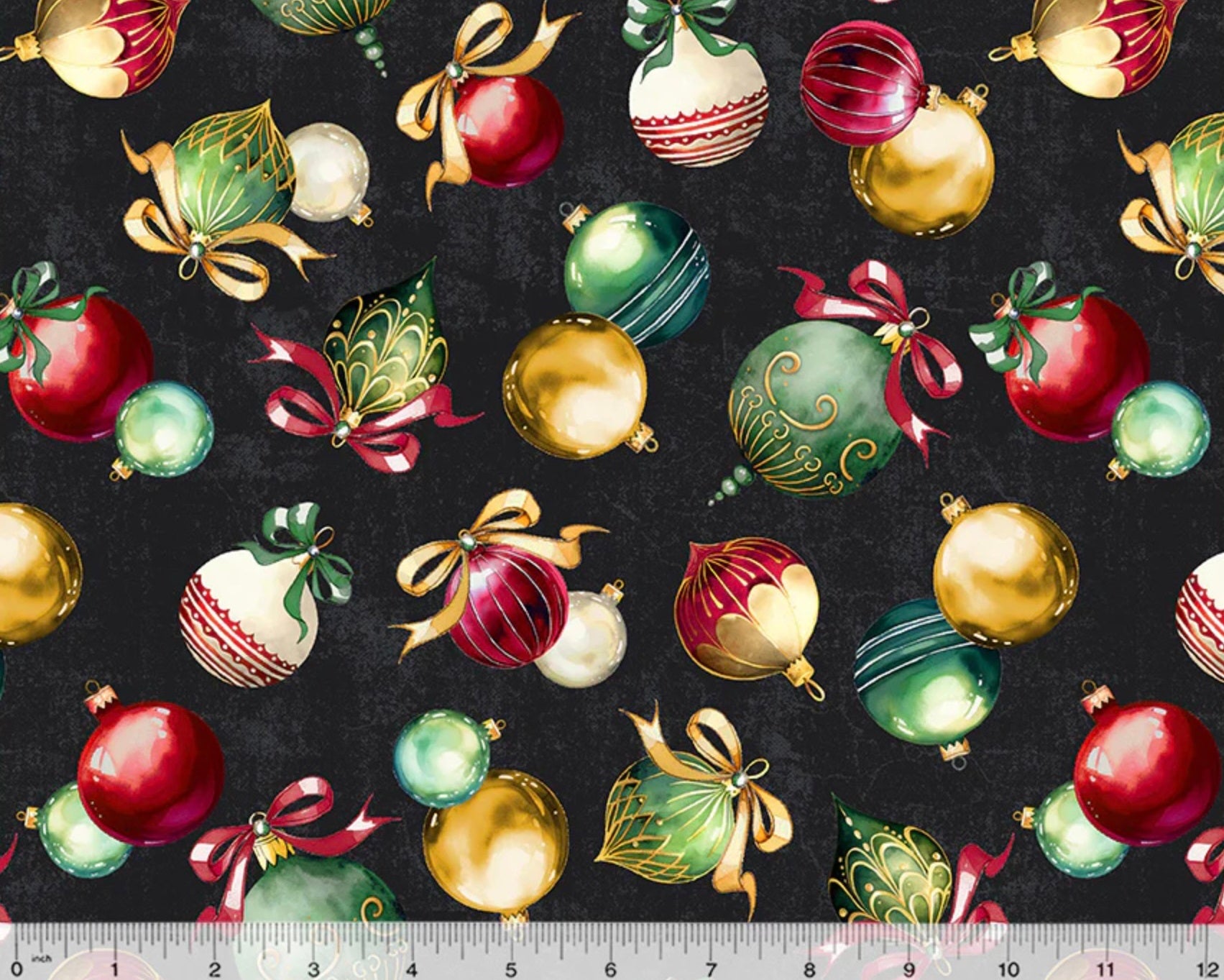 Holiday Splendor - Dashing Ornaments Black from Windham Fabrics