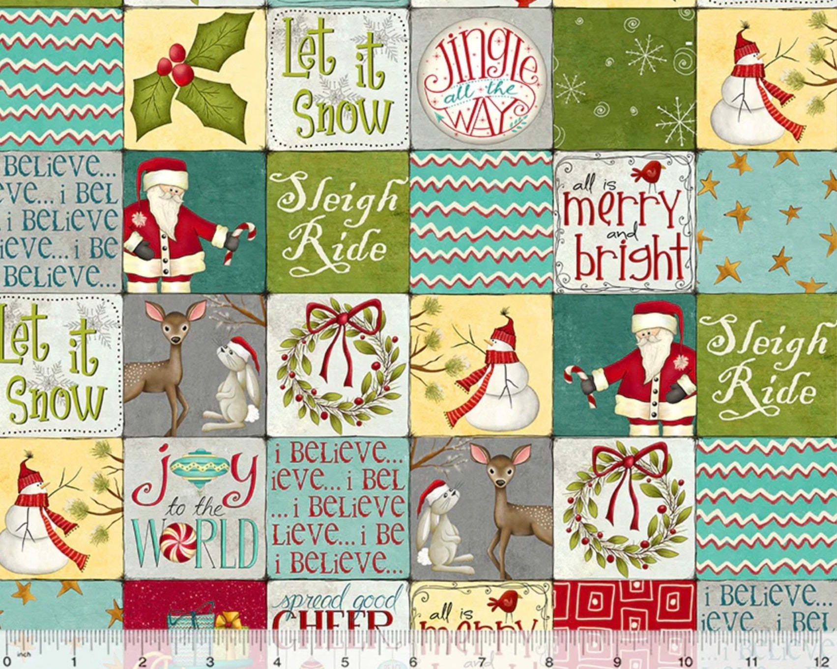 A Very Terri Christmas - Merry Squares Multi from Windham Fabrics