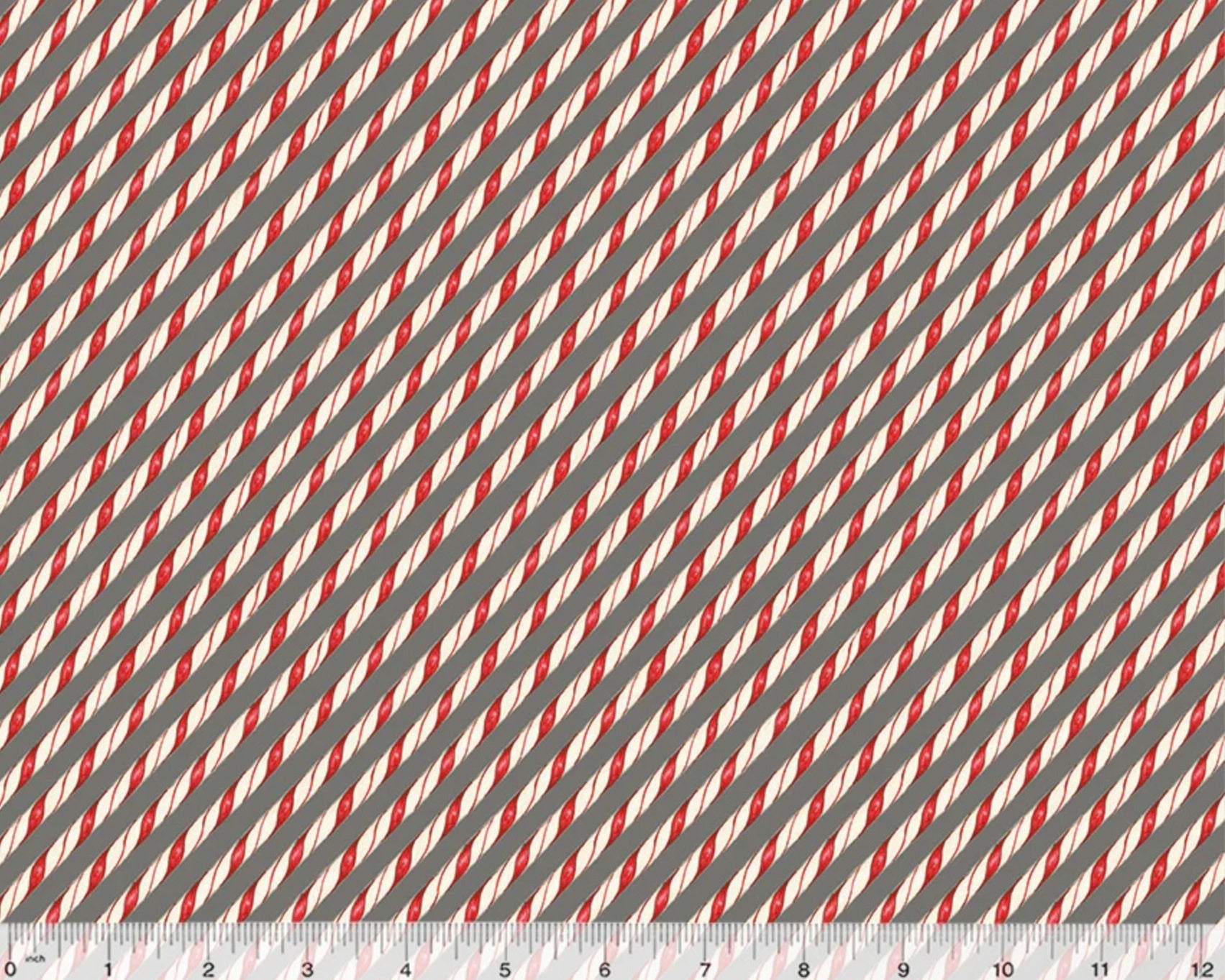 A Very Terri Christmas - Candy Cane Stripe Grey from Windham Fabrics