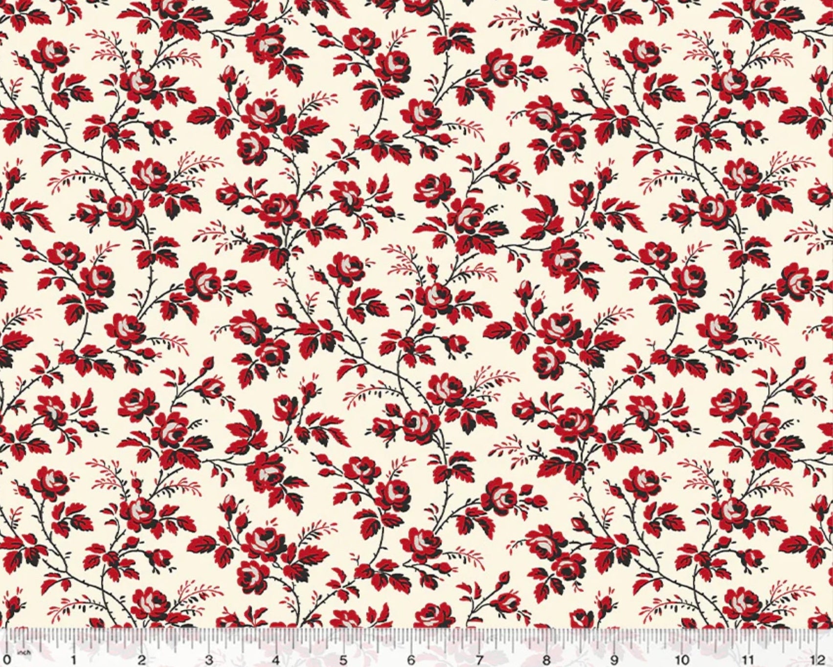 Sable and Scarlet - Flowering Vine Cream from Windham Fabrics